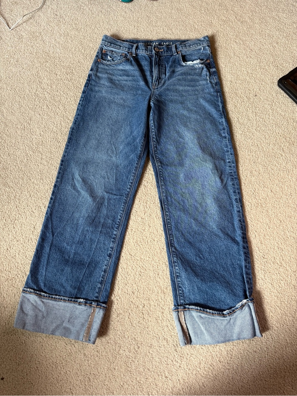 American Eagle Outfitters Womens Blue Relaxed Wide Leg Jeans
